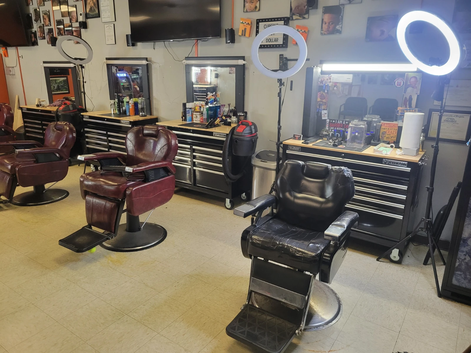 Inside Cuttinup barbershop and salon